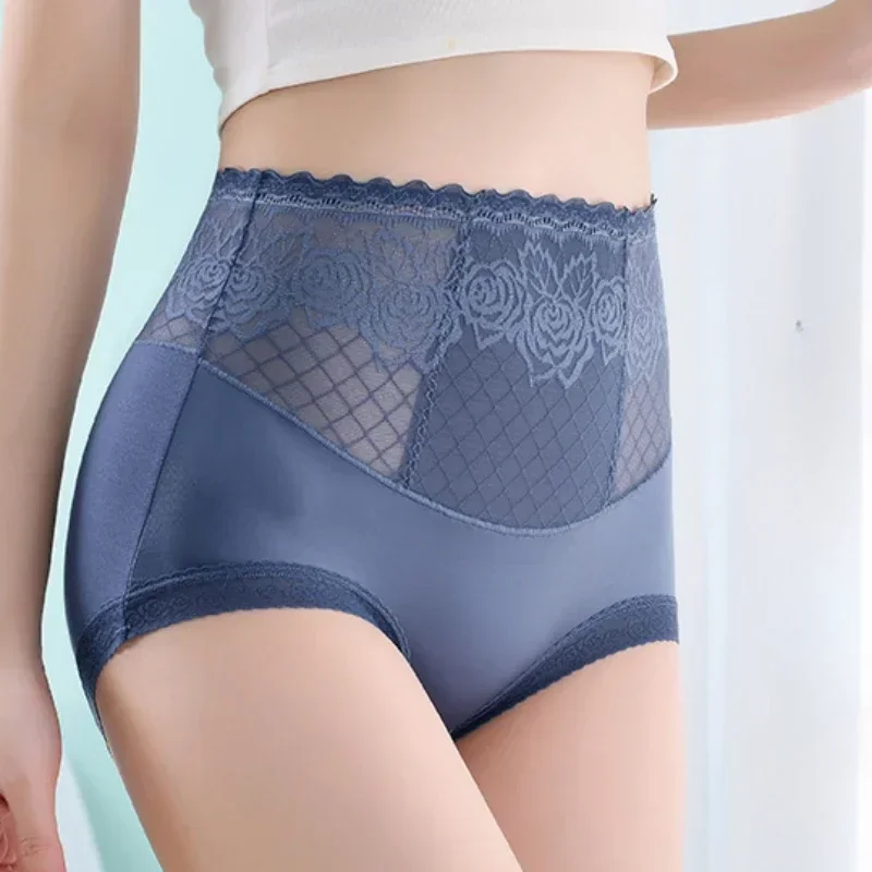 Ladies Plus Size Panties High Waist Transparent Fine Sexy Lace Seamless Hip Lift Breathable Cute Girl Cotton Women Briefs