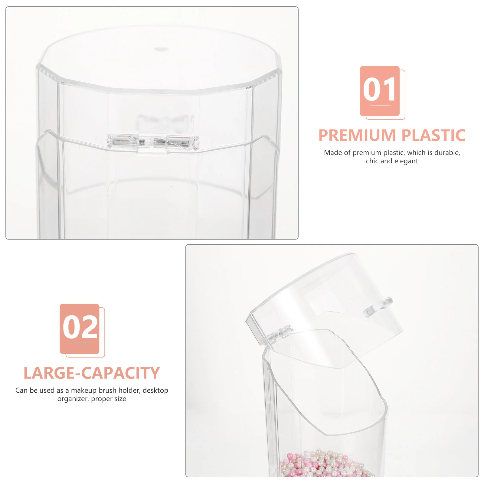 حامل فرشاة المكياج صندوق لؤلؤ كريستالي شفاف منظم لسطح المكتب حقيبة تخزين حامل فرشاة المكياج صندوق تخزين #2