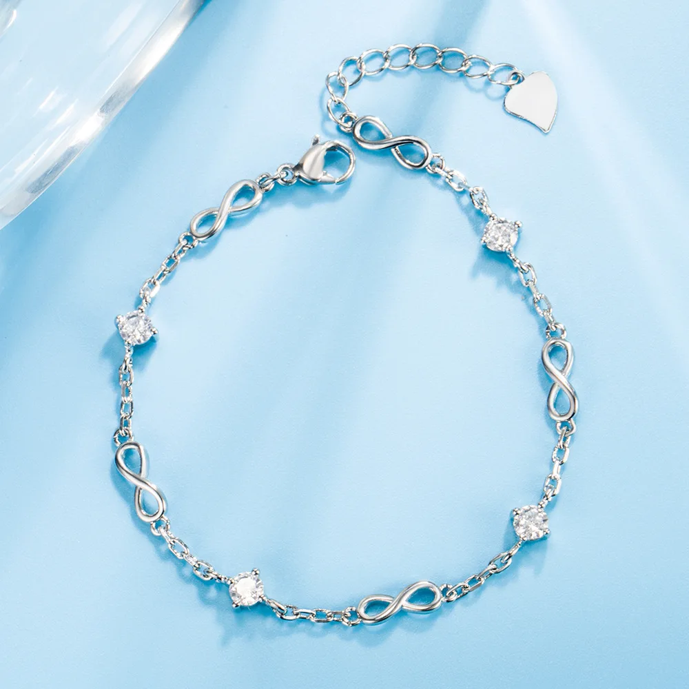 Hot Female Chain Bracelet For Women SIlver Color Infinity Endless Love Elephant Number 8 Pendant Bangles Jewelry Gifts