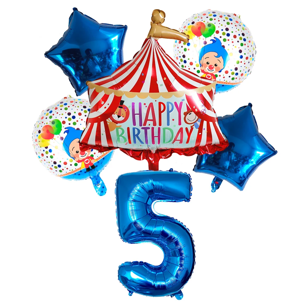 Red Circus Birthday Tent Balloons Set 30inch Foil Number Air Globos Animal Theme Party Children\'s Birthday Decorations Kids Toys