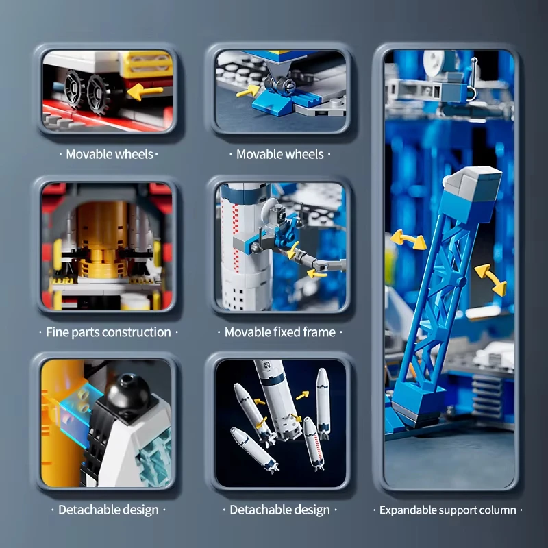 MOC Aerospaces Manned Rocket Craft Launch Center Building Blocks Model Bricks Kit - Spacecrafts Aviation City Theme