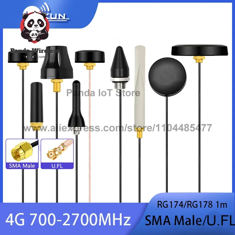 Outdoor LTE 4G Antenna SMA U.FL 700-2700MHz Waterproof for Modem Router Base Station Signal Booster Amplifier External Antenna