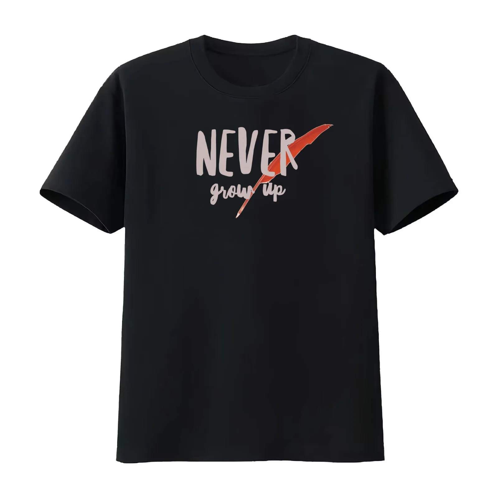 Never grow up! T-Shirt Summer Casual Cotton Tee Oversized Streetwear Tops Vintage Graphic Print Loose Fit Short Sleeve