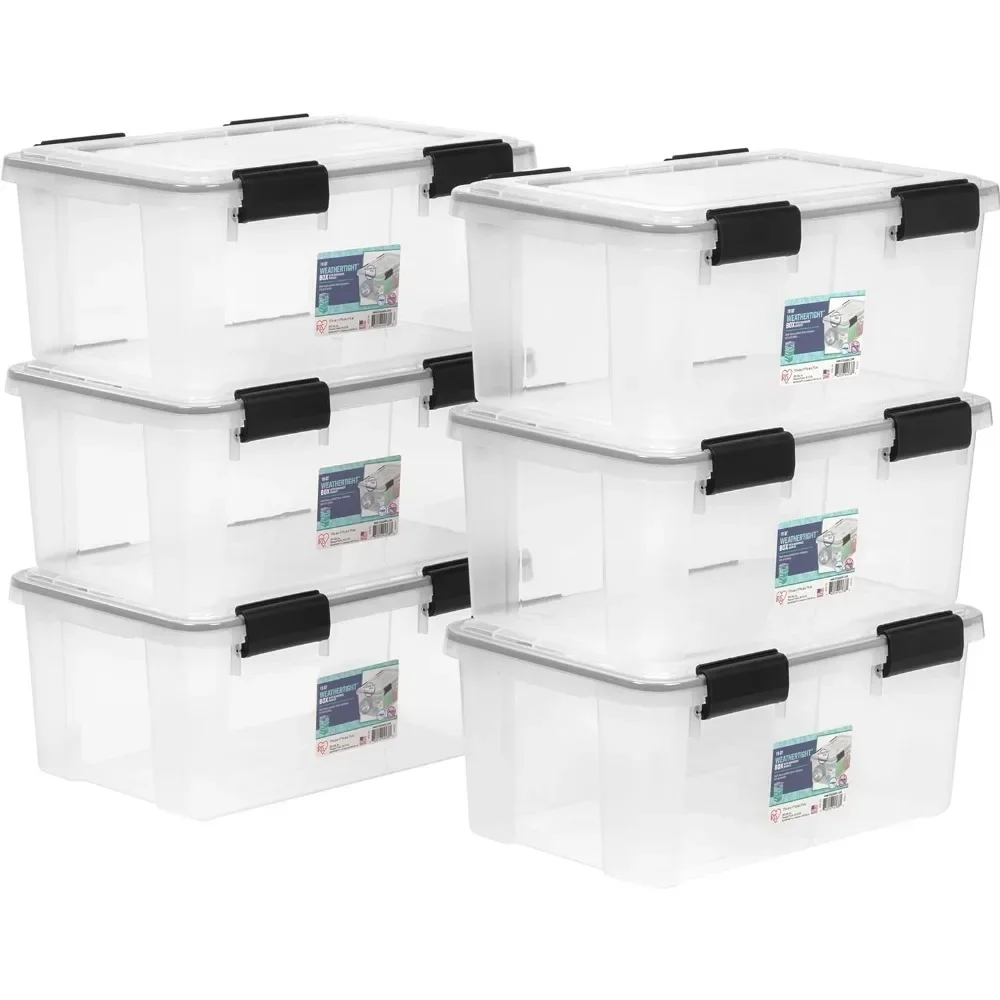 

IRIS USA 19 Qt Storage Box with Gasket Seal Lid, 6 Pack - BPA-Free, Made in USA - Heavy Duty Moving Containers with Tight Latch,