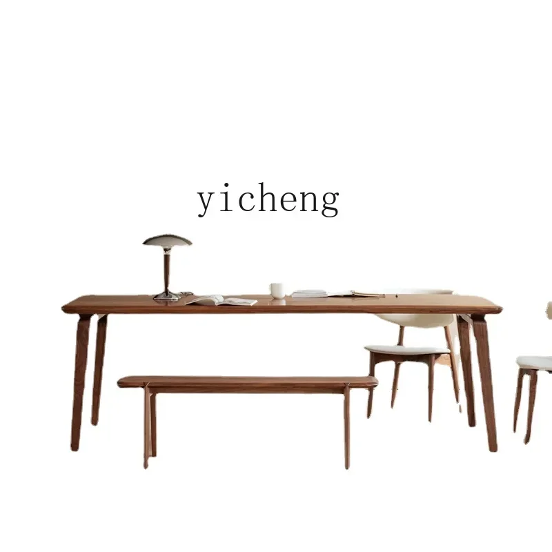 1-u10 Black Walnut Large Dining Table Solid Wood Workbench Rectangular Simple Modern Household Furniture