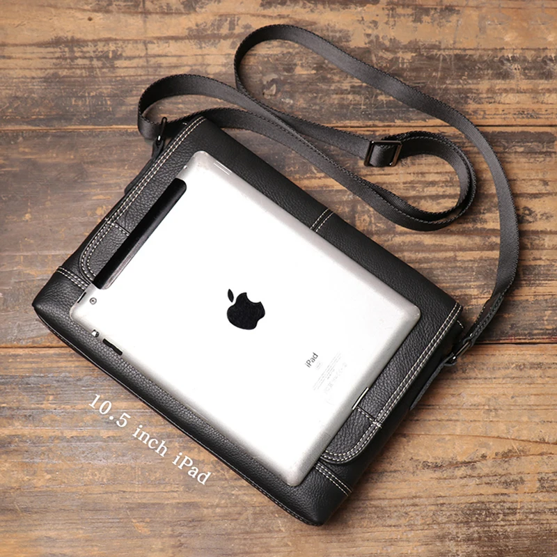 Imagem -05 - Luokir Casual Couro Genuíno dos Homens Crossbody Bolsa de Ombro do Escritório Clássico Aleta Bolsa do Mensageiro para 11 Polegada Ipad Pro