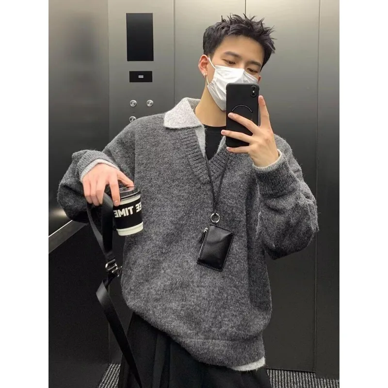 

Мужской вязаный свитер American Sle V-Ne Long Sve, большой размер 250, верхняя одежда Lazy Sle, зимняя одежда для поездок на работу