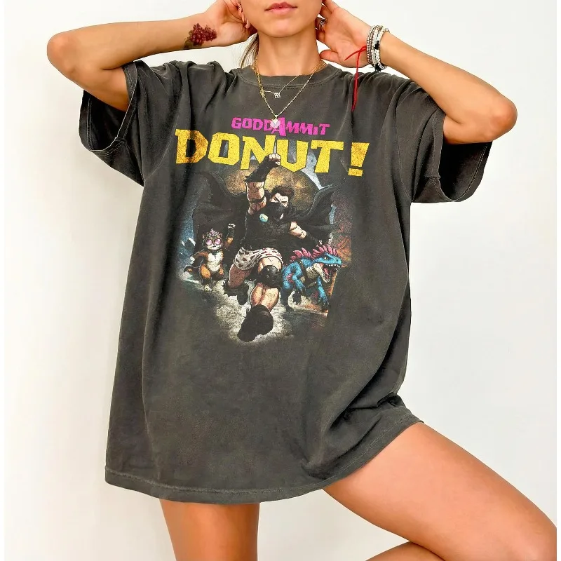 Dungeon Crawler Carl Donut Mongo Shirt, God Damnit Donut T-Shirt Summer unisex Loose and Breathable cotton T-shirt Top