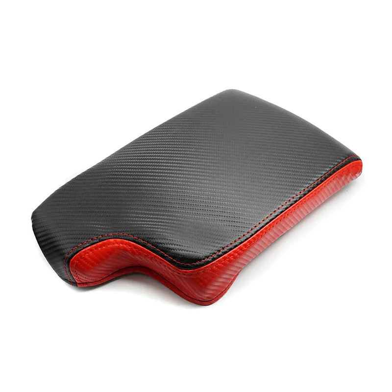 For BMW 3 Series E90 2005 - 2012 Black Red Carbon Texture Leather Splice Interior Center Console Armrest Protection Cover Trim