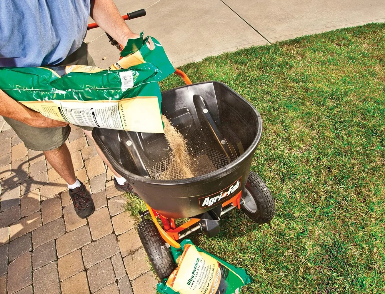 Push Broadcast Spreader, 130-lb Capacity,Suitable for Seeding Lawns with Fertilizer