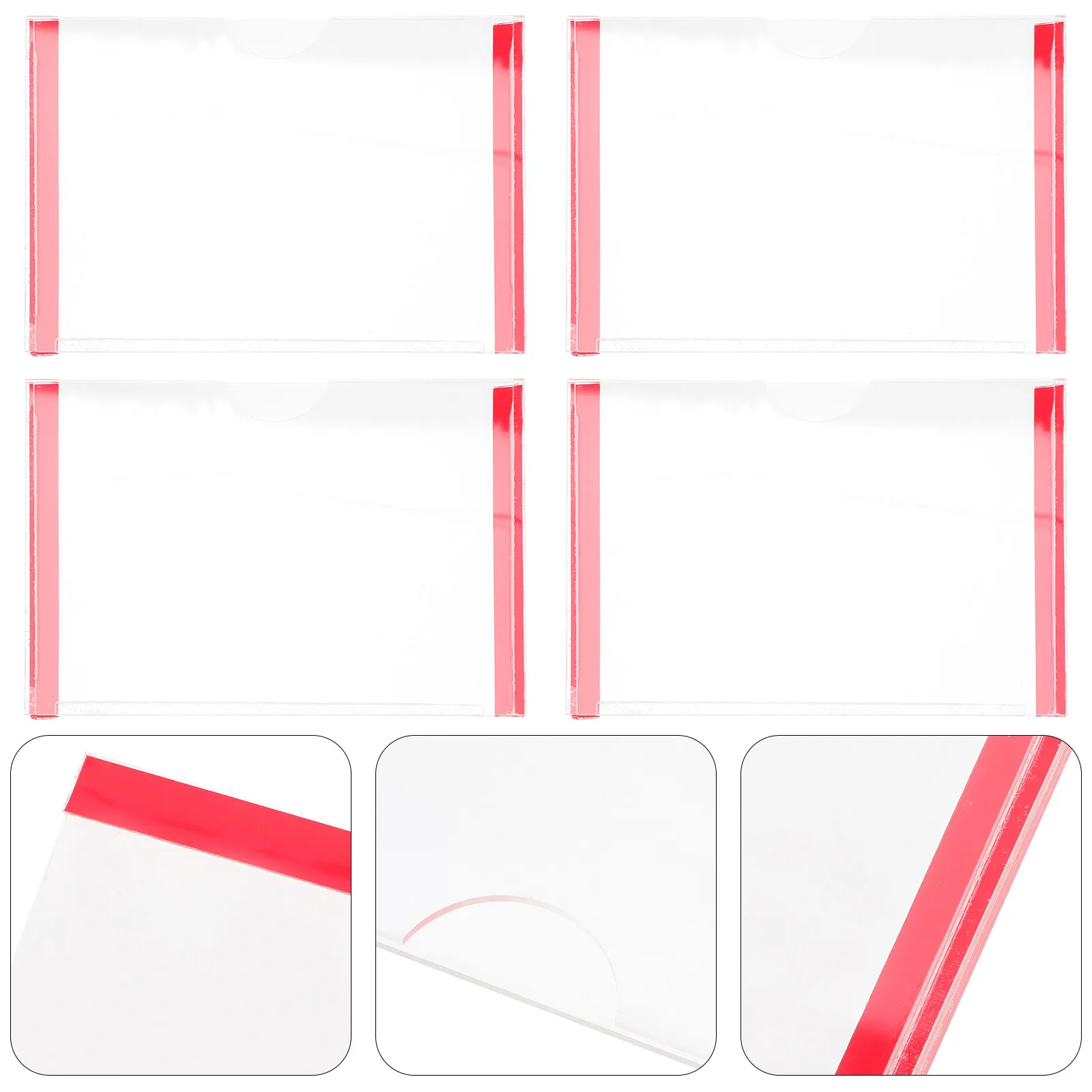 4Pcs Door Sign Holder Frames Acrylic Clear Adhesive Office Name Plate Wall Mount Office Door Signs Holder Acrylic Name Plate