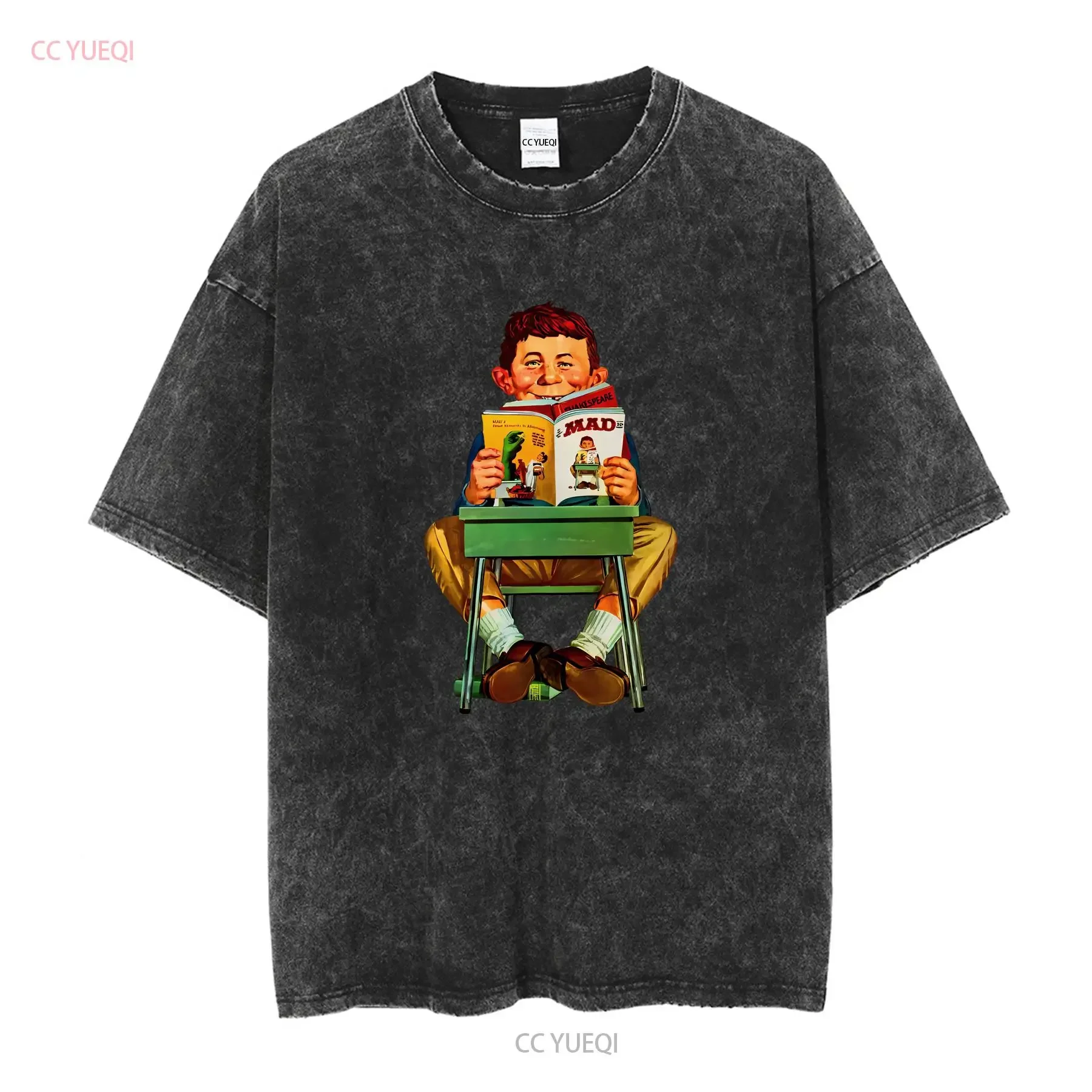 MAD Magazine Alfred E Newman T shirt retro graphic tee long or short sleeves vintage Washed Stretched Soft Casual homme