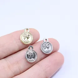 Eruifa 20Pcs/Bag 10mm Dangling Head Coin Zinc Alloy Charms Pendant Jewelry DIY Handmade 2 Colors