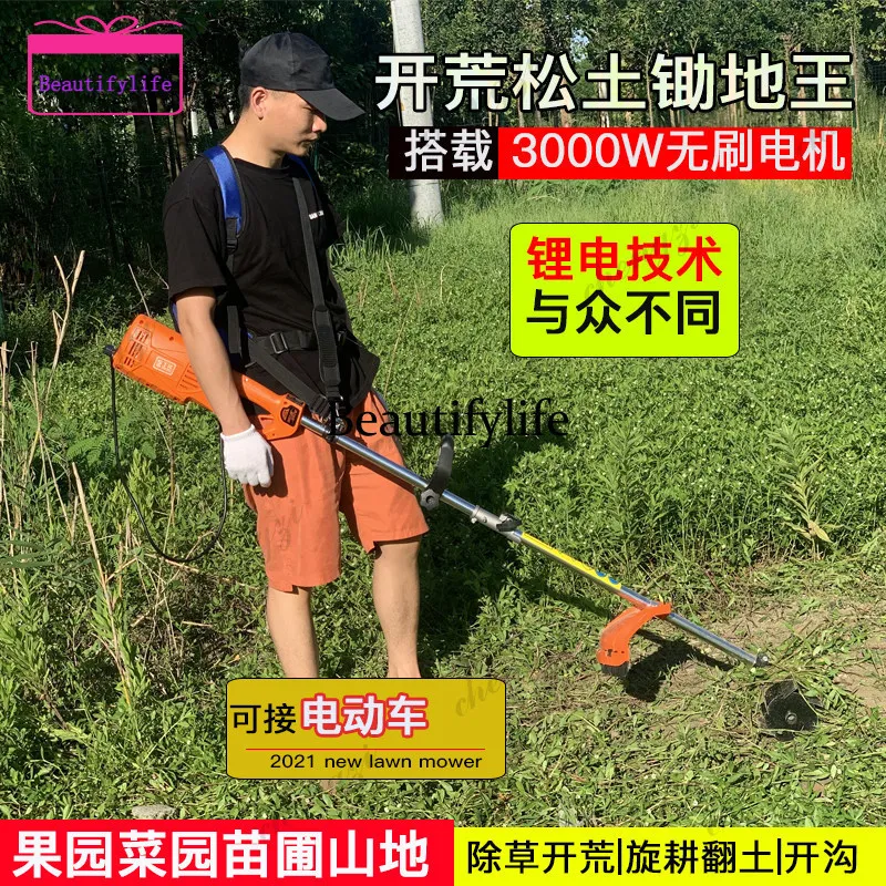 a55 New small micro tiller electric tiller multi-function rotary tillage ditch mower