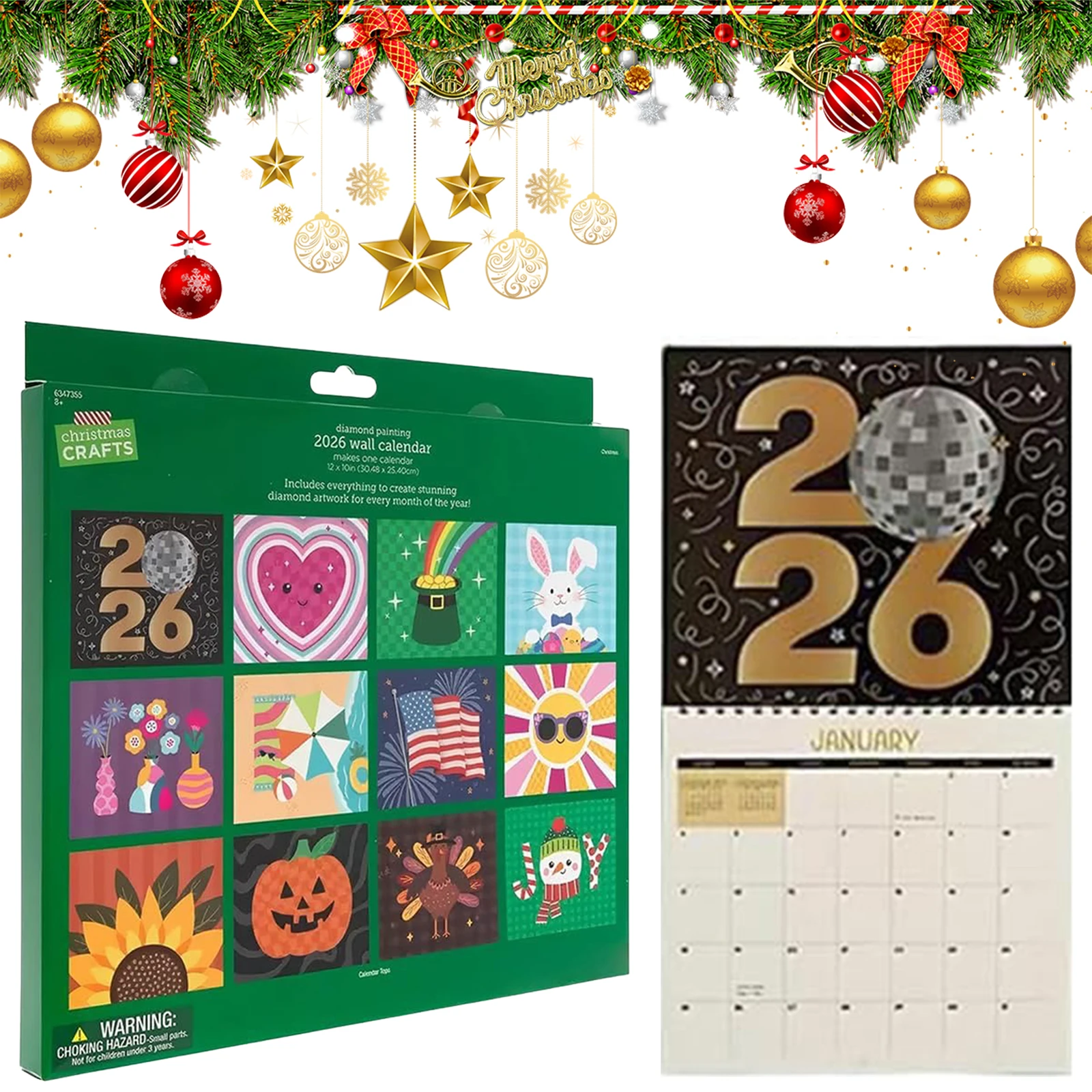 Kit Kalender Seni Berlian DIY 12 Bulan Dekorasi Rumah Kreatif dengan Batu Rhinestone Berkilau untuk Relaksasi dan Personalisasi