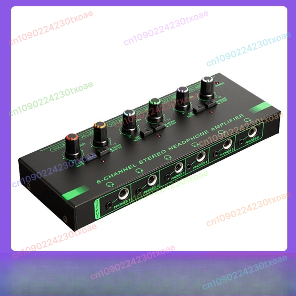 

New RGB Light Professional 4/6 Channel Headphone Amplifier Lossless Sound Quality Monitoring Multi-Channel Splitter