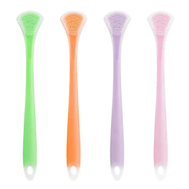 vvocci Double-sided Silicone Tongue Scraper Tongue Cleaner Fresh Breath Cleaner Oral Cleaning Care Tool Massage Tongue