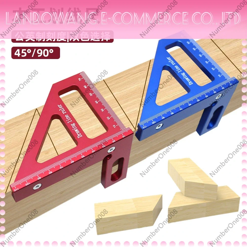 Woodworking Aluminum Marking Ruler with Scriber Multi-Angle Square Measuring Tool for Carpenter