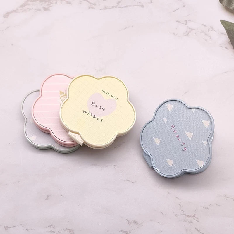 Foldable Makeup Mirror Mini Flowers Makeup Vanity Mirror Portable Hand Mirrors Double-Side Compact Mirror Pocket Cosmetic Mirror