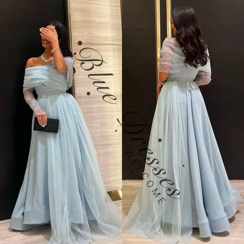 

customized Exquisite Net Pleat A-line Off-the-shoulder Midi Dresses Cocktail Dresses Modern Style Pastrol Unisex Chinese Style