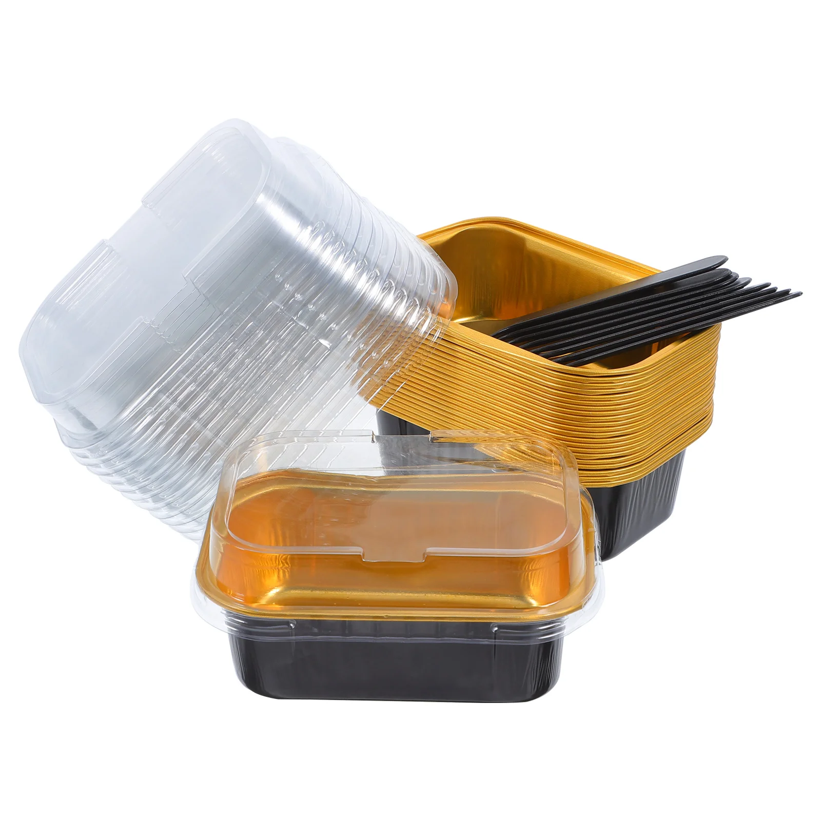 

50 Sets: Aluminum Foil Bread Tray Cookie Pan Cupcake with Lid Takeout Pans Loaf