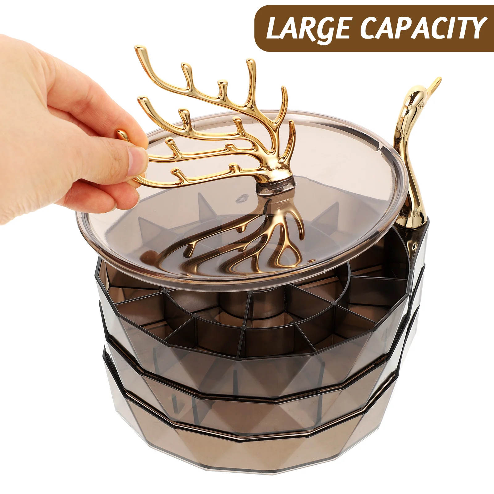 

1 шт., большая емкость, настольная шкатулка для драгоценностей, домашний органайзер для хранения для женщин, декоративный футляр для ювелирных изделий, кольцо, серьги