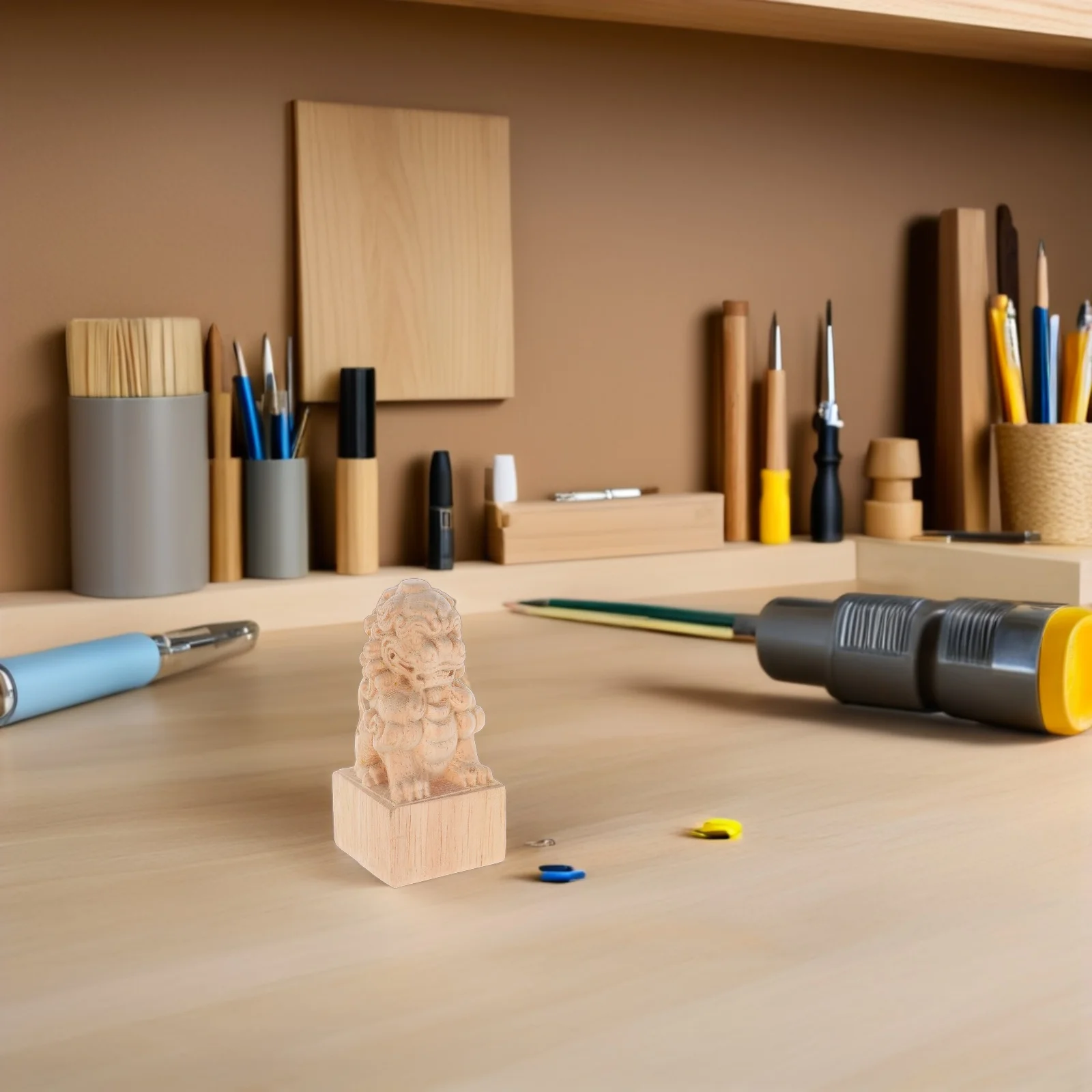 

2Pcs Lion Head Fence Post Finials Wood Carved Decorative Banister Toppers Ornate Newel Post Decor Wooden Staircase Fencing