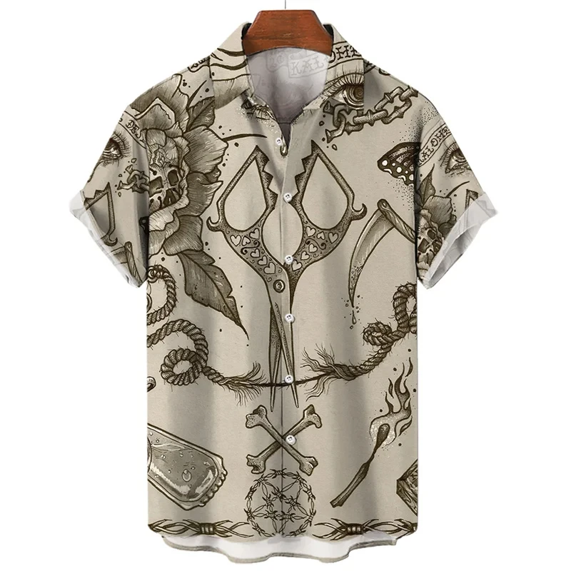 New Summer Men's Hawaiian-Style Shirt, Stylish and Casual Street Style, Three-Quarter Length Sleeves, 3D Printed Design