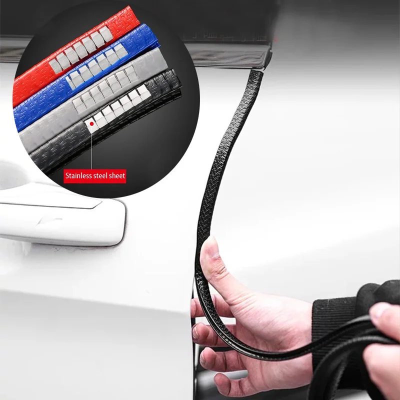 Car Door Edge Sealing Strips With U Shape Steel 2/5/10 Meters Universal Anti-Scratch Waterproof Soundproof Sealing Guard Strips