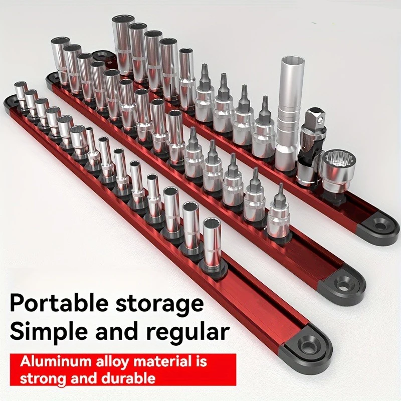 Support de rangement pour clé à douille magnétique en alliage d'aluminium (1 ou 3 pièces), support de rangement pour outils à prise magnétique solide 1/2, 3/8, 1/4