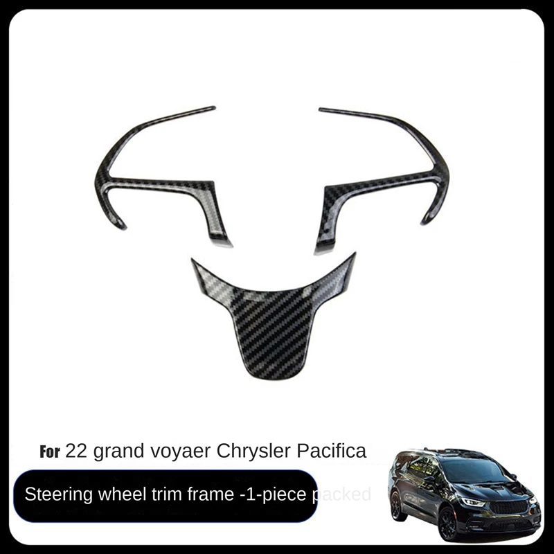 3Pcs/Set Carbon Fiber Car Steering Wheel Decoration Cover Trim Sticker For Chrysler Pacifica 2022+