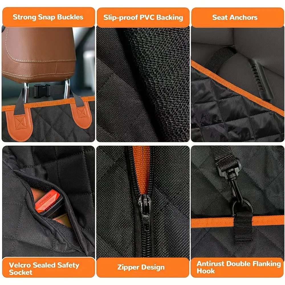 Pokrowiec na fotel samochodowy dla psa, w 100% wodoodporny, hamak na fotel, wytrzymały, odporny na zadrapania i poślizg, trwały, miękki pokrowiec na tylny fotel samochodowy, 600D