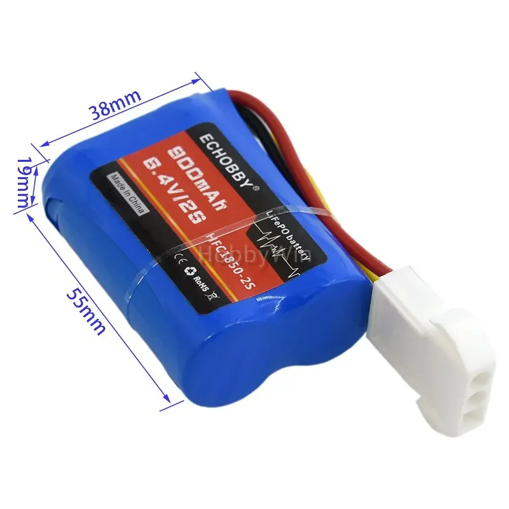 

6.4V 2S 900mAh HFC18500 LiFePO Battery EL4.5-3P female plug for RC Buggy Car Truck Speed Boat