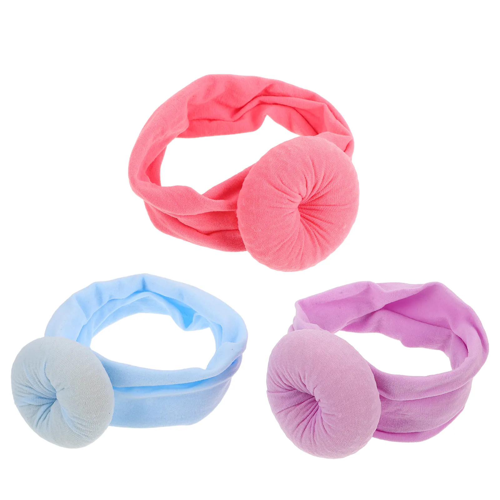 

3Pcs Baby Headbands Set Soft Nylon Donut Turban for Newborn Toddler Girls Comfortable Hair Friendly Infant Headwear Accessories