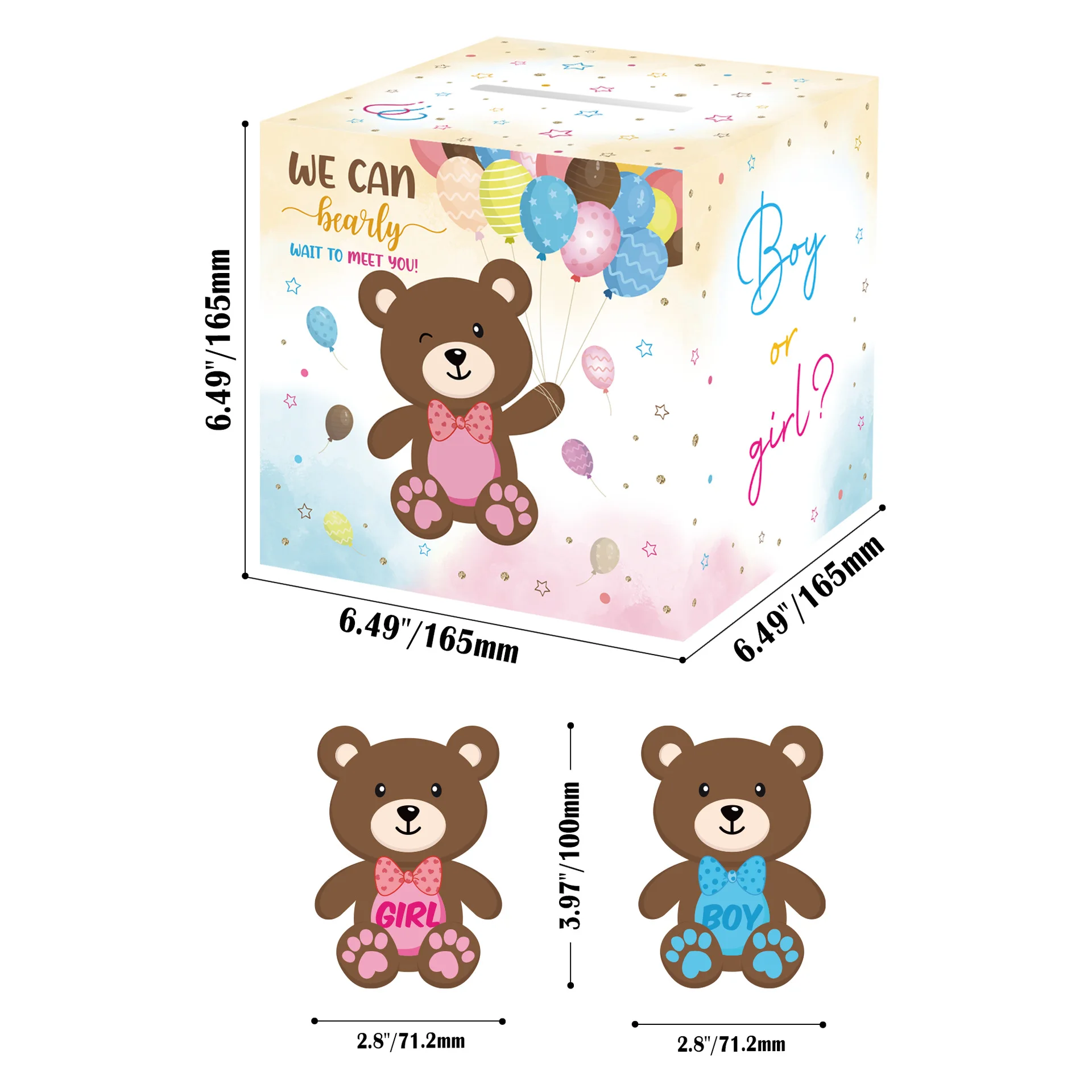 صندوق تصويت يكشف عن الجنس لحفل استحمام الطفل ، يا صبي أو فتاة ، لعبة بطاقة التنبؤ ، ديكور حفلة التعميد #5