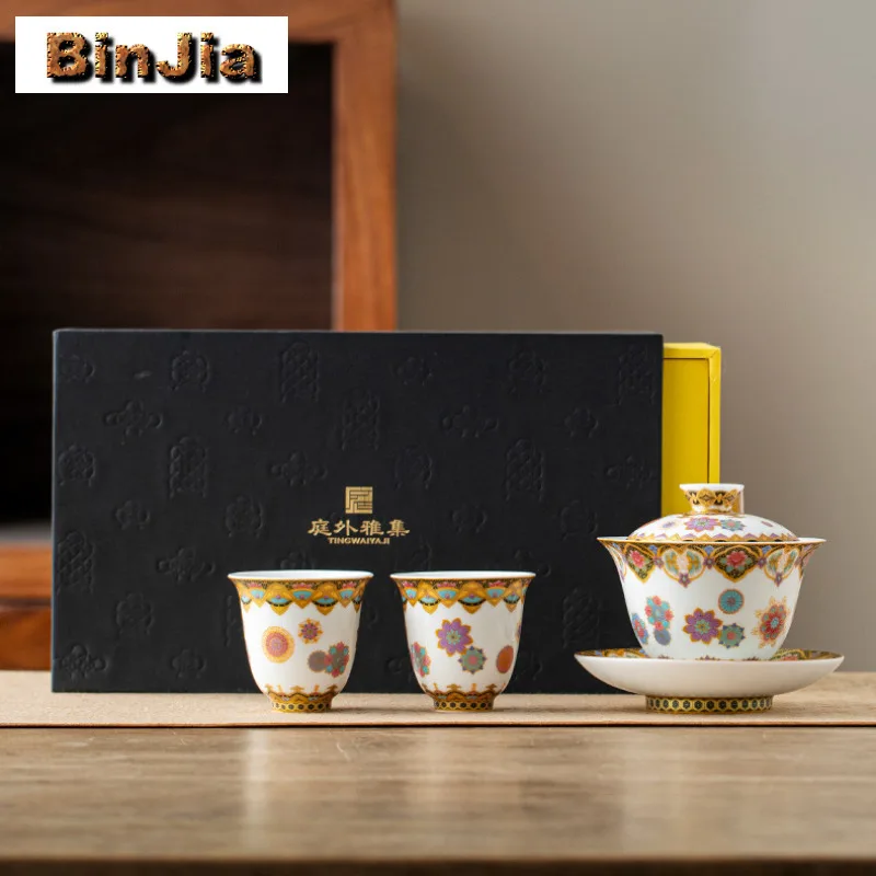 

Colour Enamels Tea Set Complete Set Traditional Tea Lid Set Tea Set Kit Tea Ceremony Set Teapot And Tea Cup Set Tableware Gift