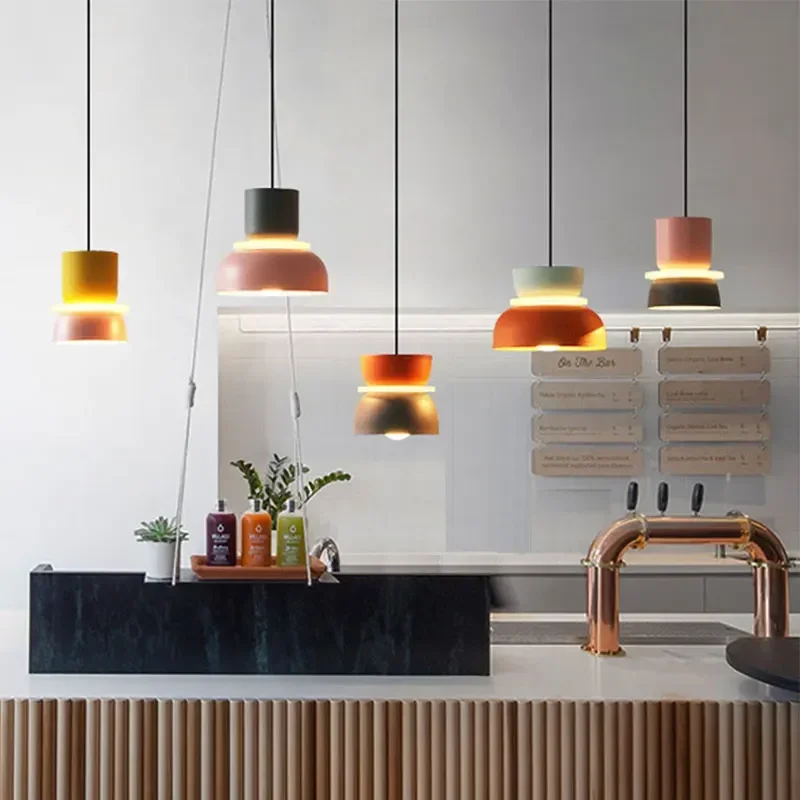 Imagem -04 - Nordic Metal Texture Pendant Lights Luminárias Led Lustre de Teto Decoração do Quarto Cozinha Moderna Macaron Lâmpadas Suspensas