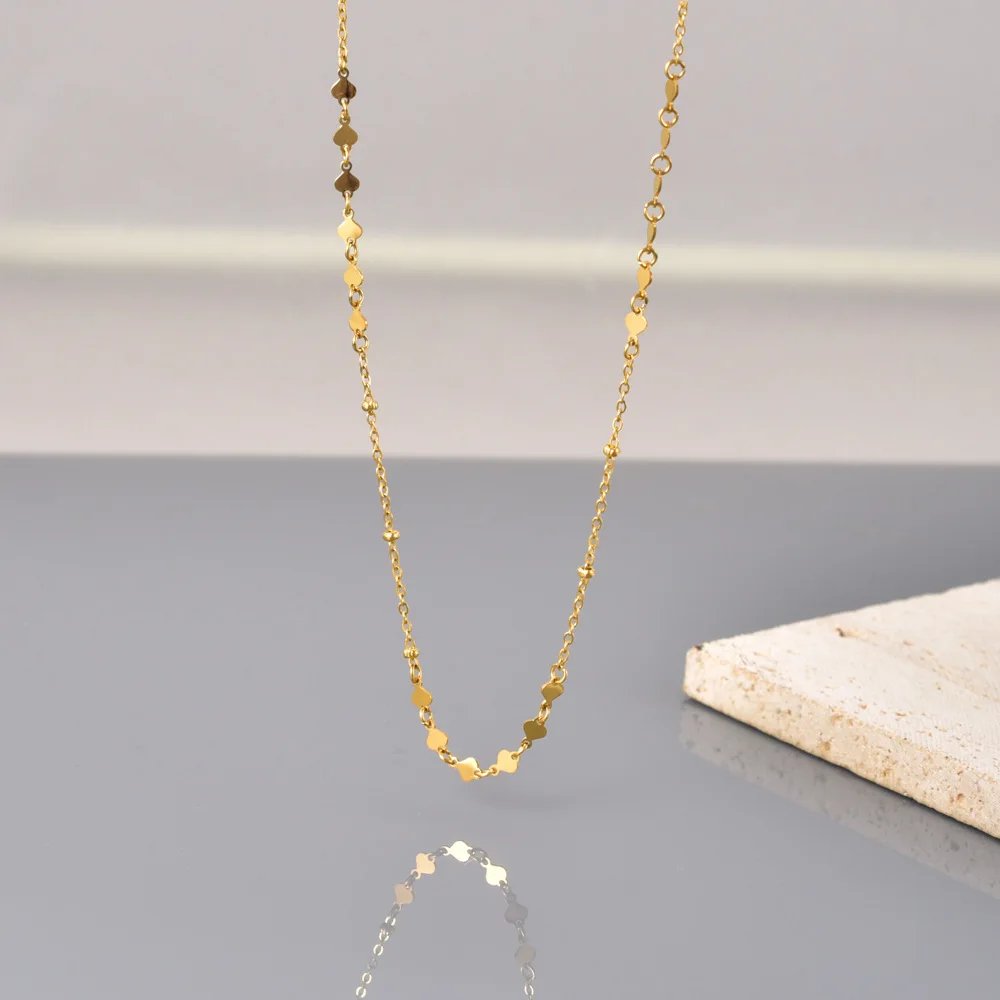 

L243 stainless steel plated with 18K gold, simple and star-studded, layered necklaces, hand-stitched heart-shaped necklaces