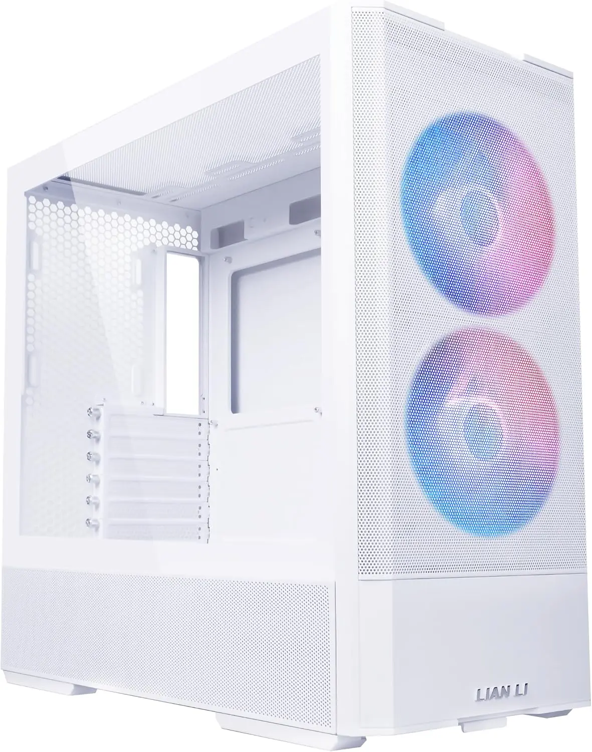 

Compact ATX RGB Gaming Case with Mesh Panels, 4 ARGB Fans Pre-Installed, USB Type-C & Tempered Glass Side Panel in White