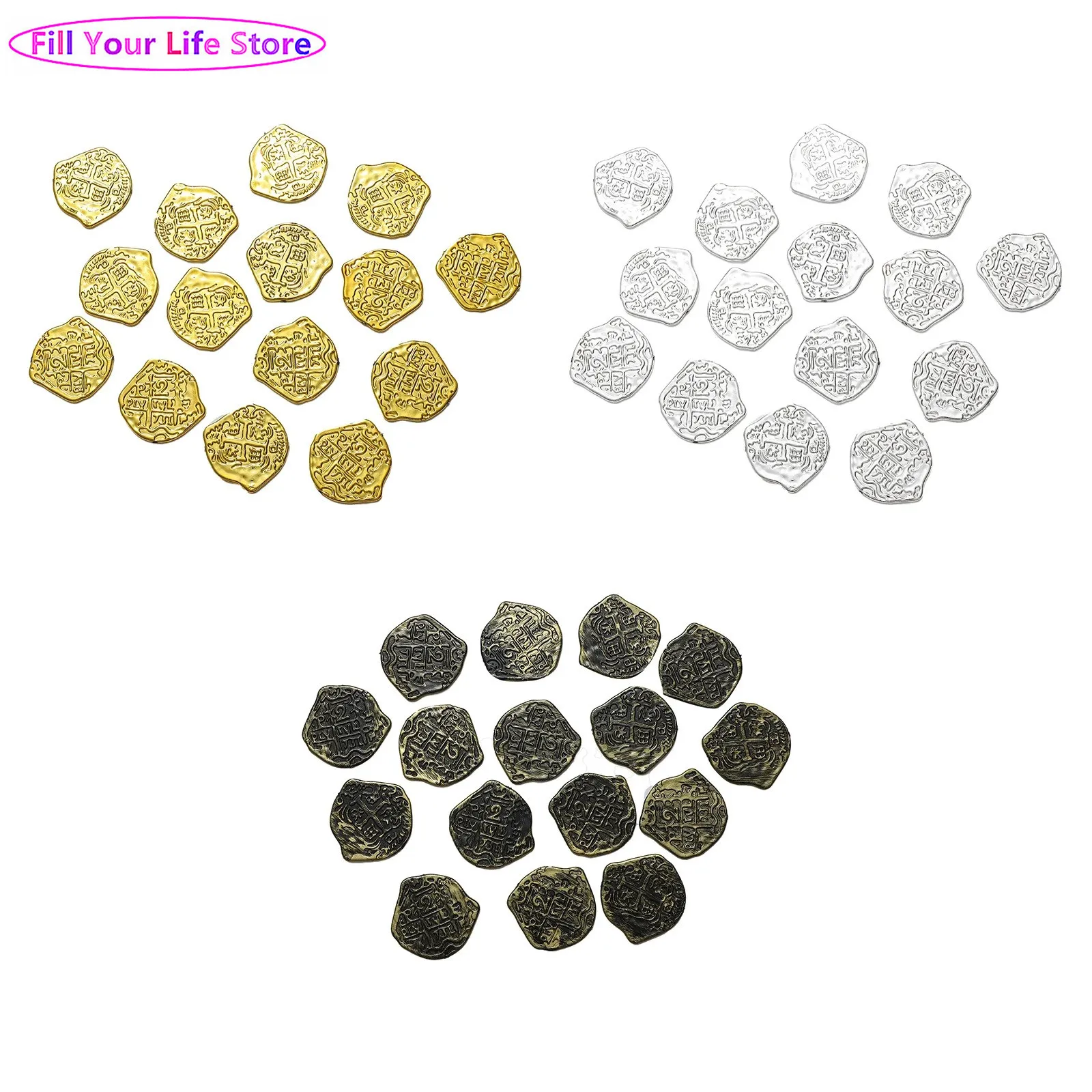 100Pcs Party Decoration Prop Plastic Party Treasure Chest Game Coin Pirate Toy Coin Kids Fake Play Toy Coin Halloween