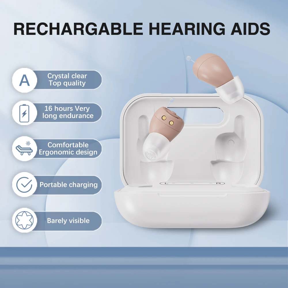 Hearing Aids for Seniors Rechargeable Hearing Amplifiers for Adults, Volume Adjustment All-Day Comfort Crystal Clear Sound