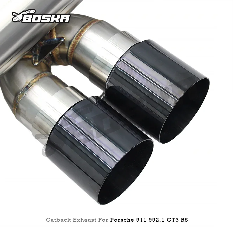 BK Stainless Steel Valvetronic Muffler Rear Exhaust System, Compatible with Porsche 911 992/992.1/992 GT3 RS 4.0L 2017-2023