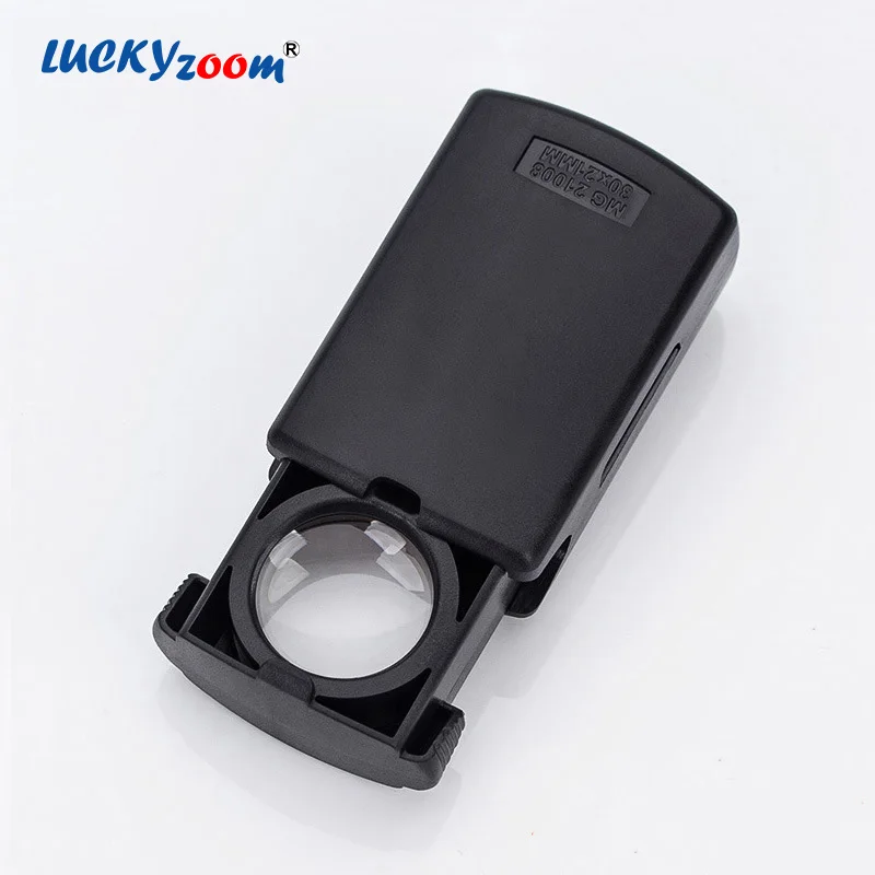 

Pull-out 30X Pocket Magnifier Handheld Magnifying Glass With LED Light Mini Size Portable Illuminated Jeweler Loupe Black Lupa