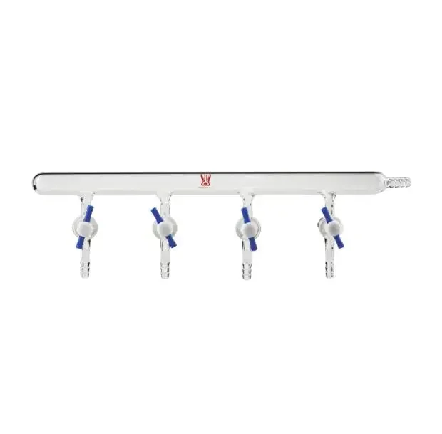 

New Lab Single Bank 4-ports PTFE Valves vacuum gas distributor Glass Manifold 2mm