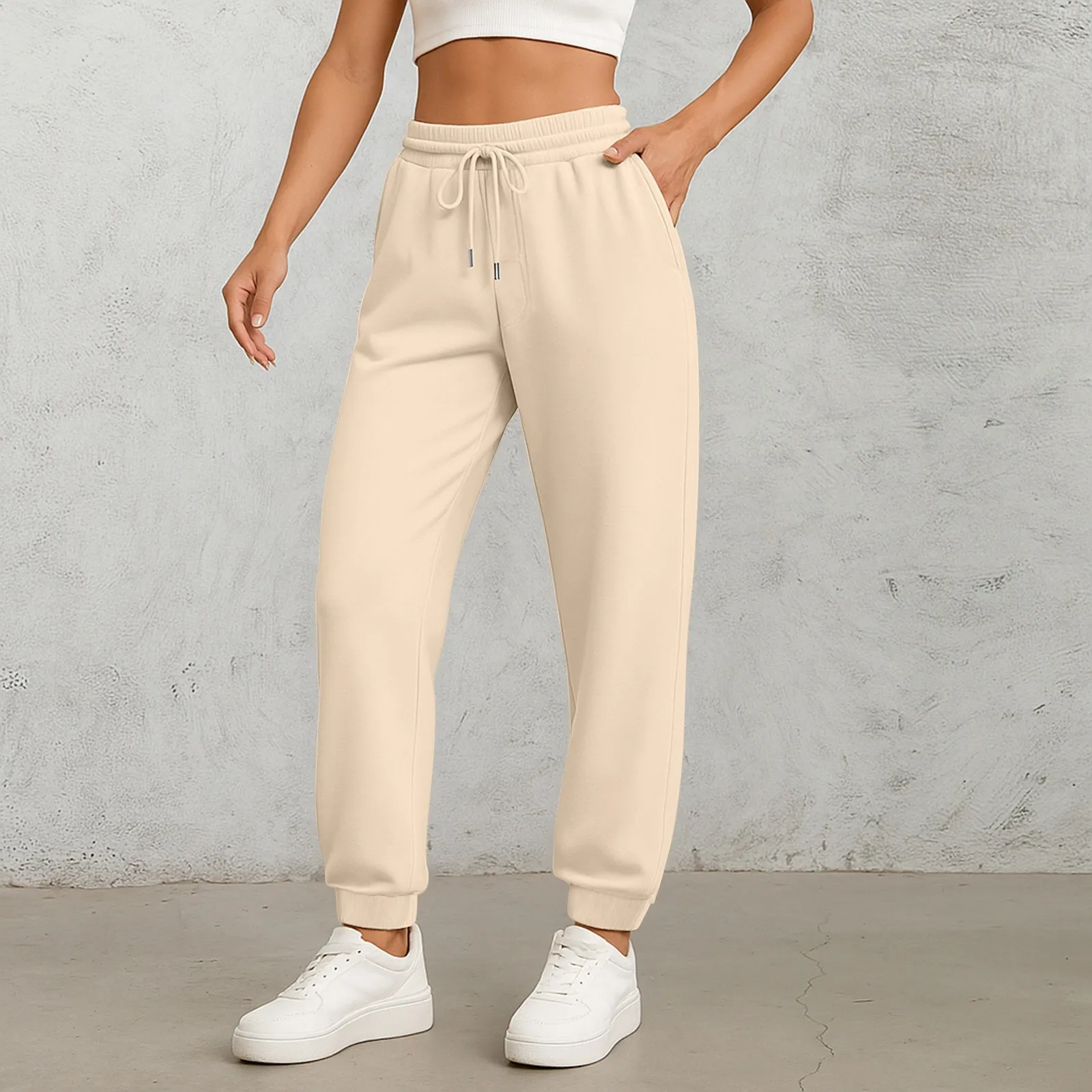 Damen-Sport-Fleece-Jogginghose mit „California Rising Star“-Aufdruck, warme, gebürstete, lange Hose im Hip-Hop-Stil, Streetwear für Damen – Detail 11