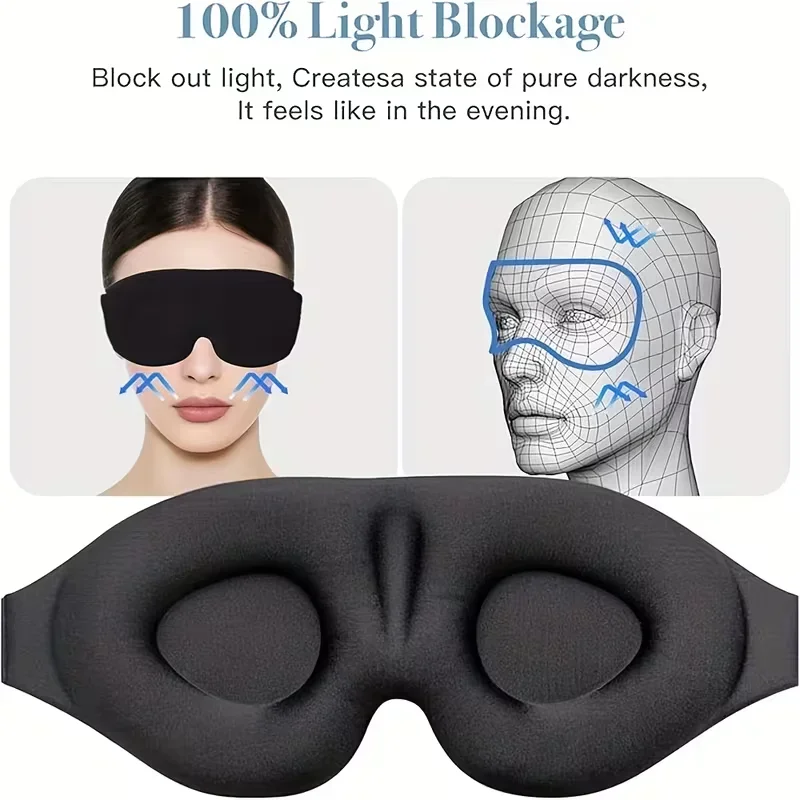 3D-Schlafmaske, superweiche Augenmaske, lichtblockierend, für Männer und Frauen, für Reisen und Schlaf zu Hause – Detail 5