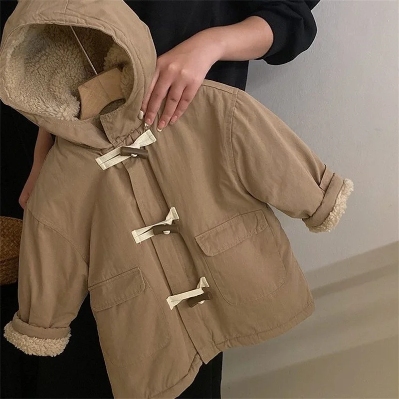 

Boys Coat Cotton Jacket Windbreak Outerwear 2024 Khaki Winter Autumn Thicken Warm High Quality Christmas Gift Children's Clothin