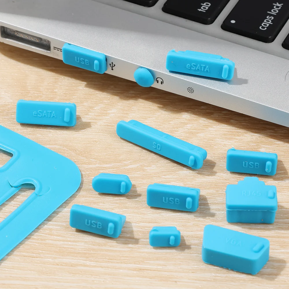 16 قطعة سيليكون مكافحة الغبار المقابس منفذ البيانات USB حامي مجموعة الكمبيوتر المحمول العالمي USB الغبار التوصيل PC واجهة الكمبيوتر غطاء مقاوم للماء