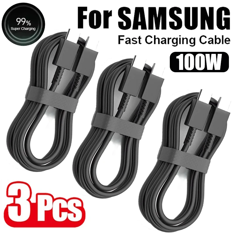 3 Piezas Cable de Carga Rápida PD 100W USB Tipo C a C para Samsung Galaxy S22 S23 S24 S25 Plus Note Ultra A53 A54 Carga y Datos