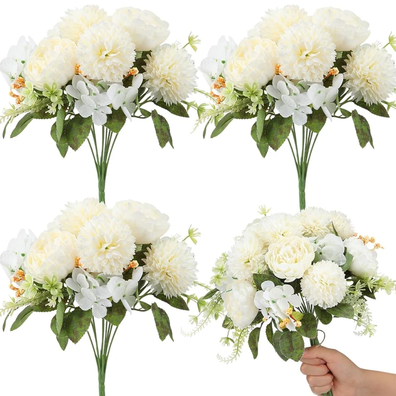 

1pc Artificial Flowers 32Cm Silk Peony Wedding Hydrangea Bouquet Festival Wreath Decor Wall Home Room Yard Scrapbooking Diy Gift